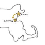 Image of Massachusetts shoreline with Salem and Boston highlighted