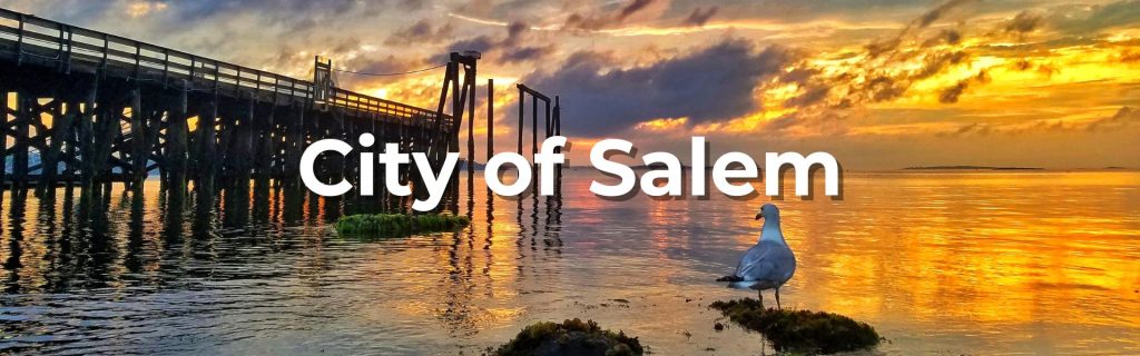 City of Salem Photo of Salem Harbor and seagull with title, "City of Salem"