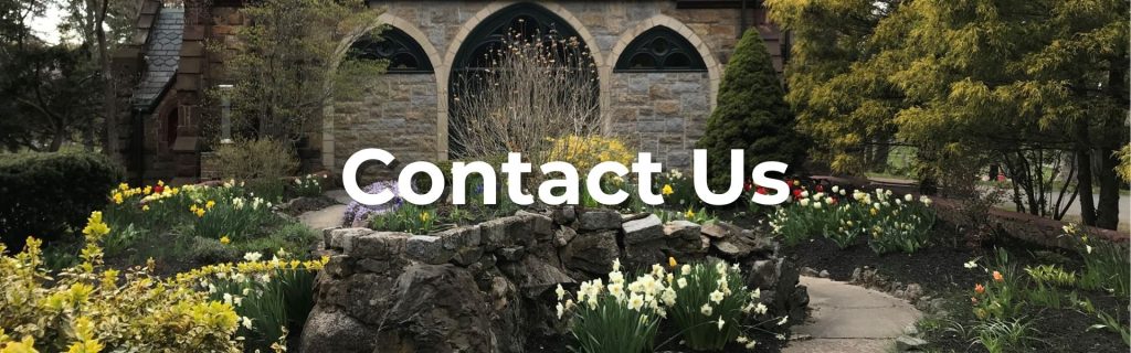 Photo of Dickson Chapel with title, "Contact Us"