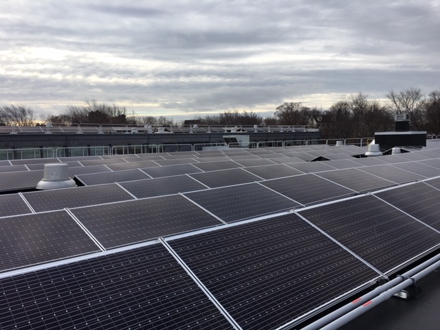 Photo of rooftop solar panels at Witchcraft Heights Elementary School